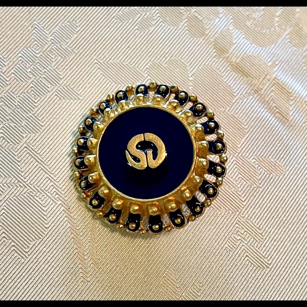 Gorgeous St. John Replacement Shank Button~Gold Tone with Black Enamel** SJ4